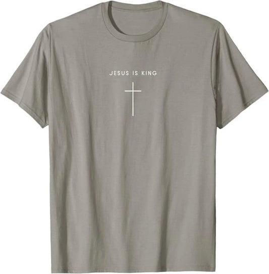 Jesus Is King Cross - Minimalist Christian Religious Jesus T-Shirt
