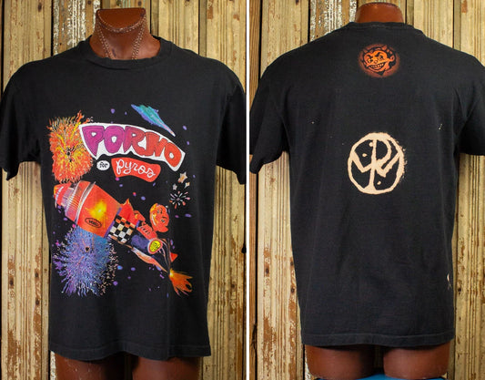 Vintage Porno for Pyros Devil Rocket Concert T Shirt 90s Black