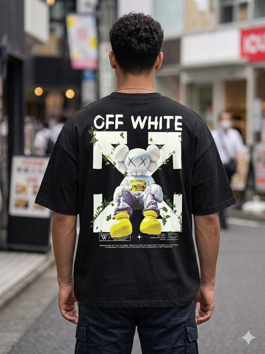 Heavy Weight Drop Shoulder Graphic T Shirt Off White 260 GSM Unisex Tee