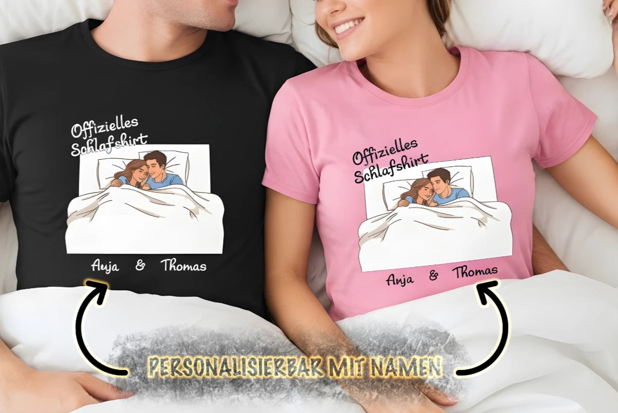 Official Personalised Sleep Shirt - Partner T-Shirt for Couples to Sleep