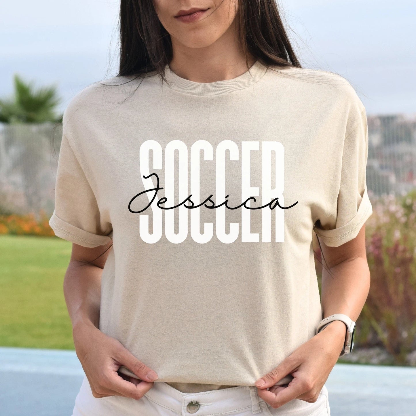 Personalized Soccer T-shirt gift Custom name Soccer player Soccer mom Unisex Tee