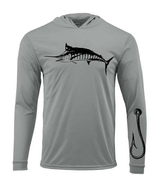 Fisherman Capitan UV Protected UPF 50 Long Sleeve T-Shirt Marlin Fishing Hooded