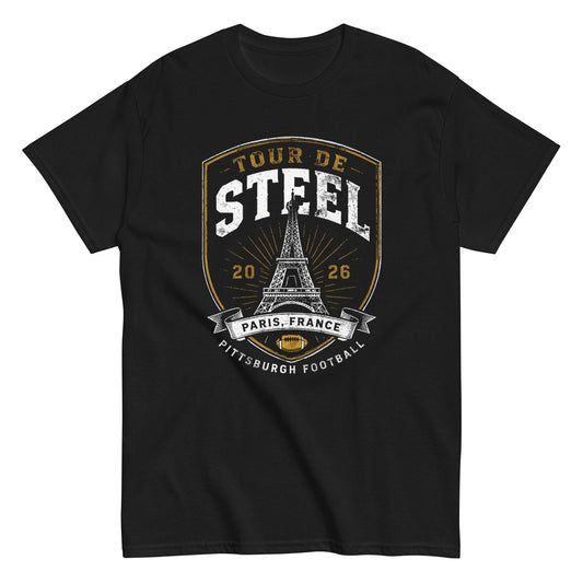 Tour de Steel: Pittsburgh Football x Paris France 2026 Grunge Tee