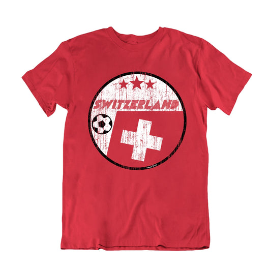 SWITZERLAND Football T-Shirt 2026 Retro Circle, Adults Kids Or Baby, World Cup