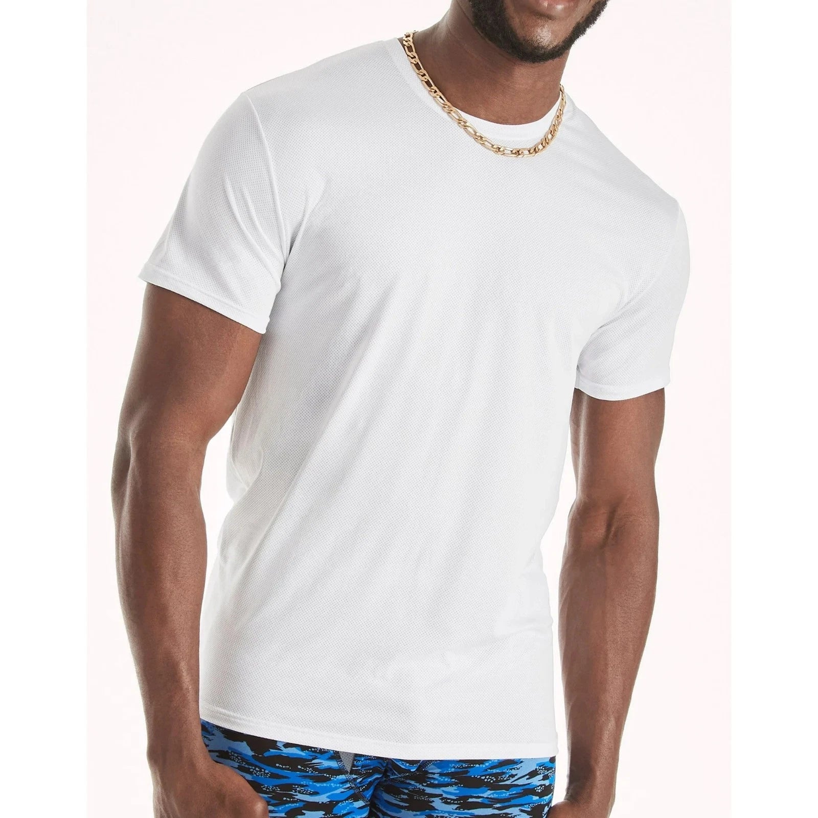 Men's  Crew-neck T-Shirt, White  6 Pack "Cotton & Tagless & Lay Flat Collar" NEW