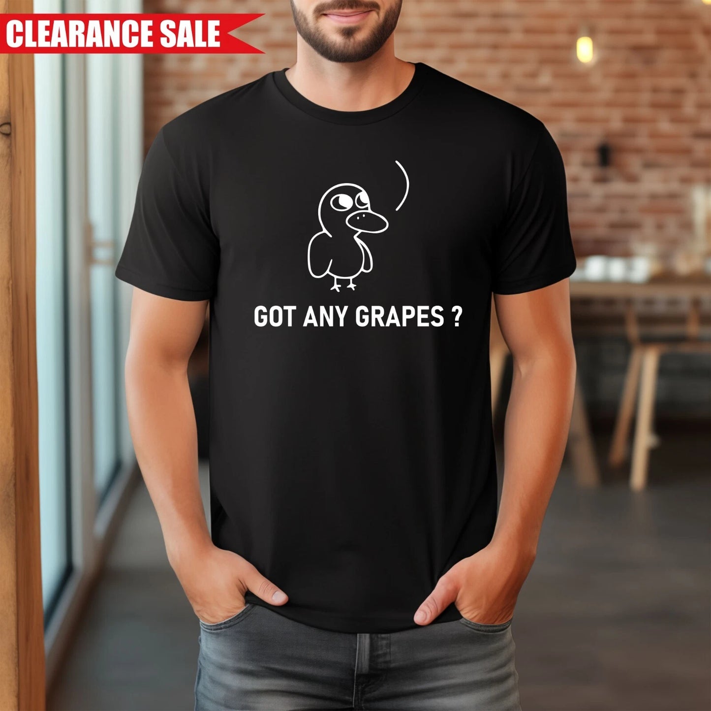 Got Any Grapes T Shirt Printed Funny Cute Duck 100% Cotton Birthday Gift Gym Top