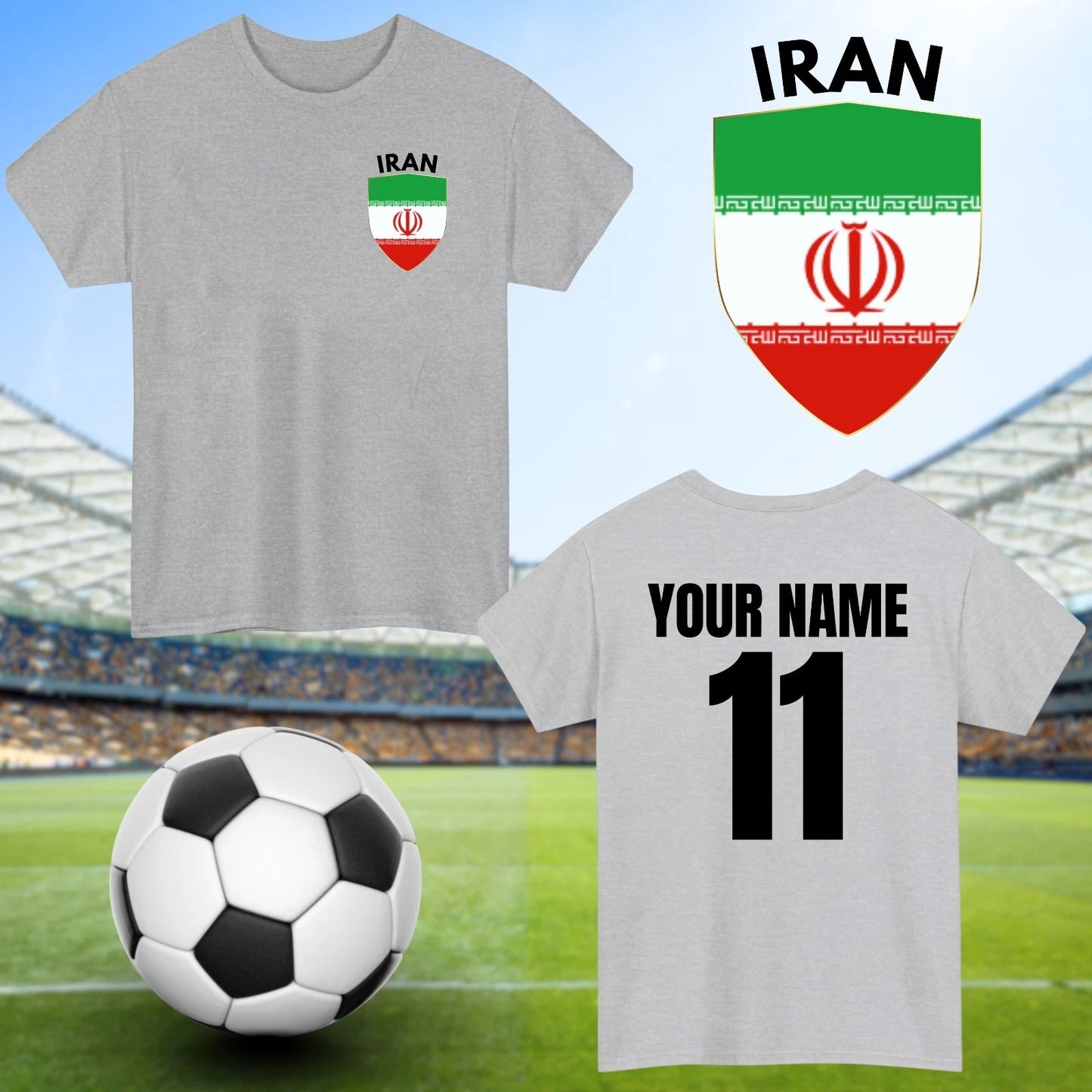 Personalised Iran Football T-Shirt Custom Name And Number Sports Lover To