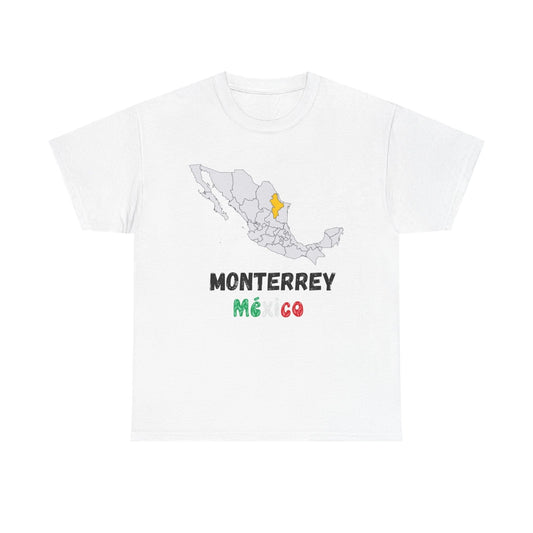 Monterrey Mexico Map Graphic T-Shirt City Pride Soccer Fan Unisex Tee
