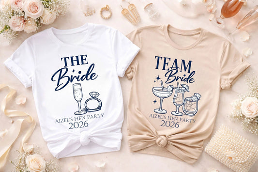 Personalised Hen Party T shirts Team Bride Bridal Party Shirts Personalised Tops