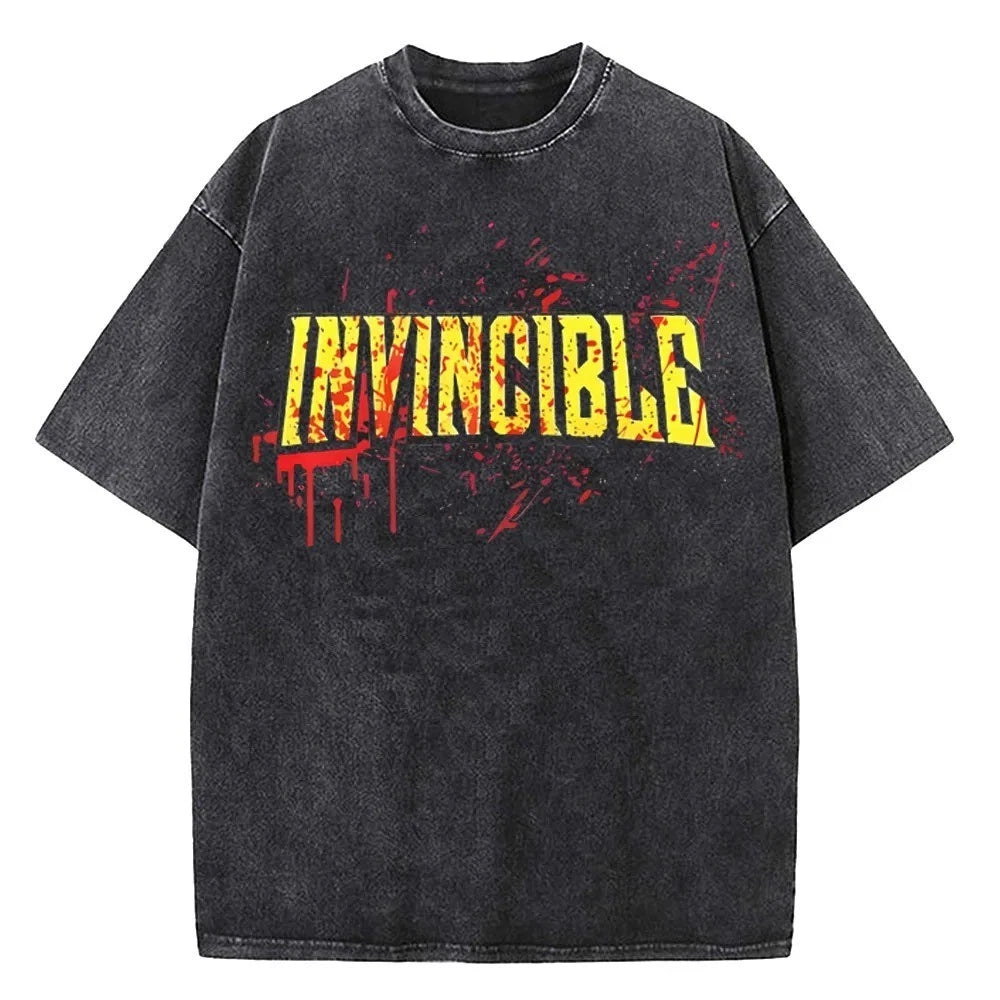 Invincible Comic Cotton T-Shirt Washed Vintage Oversized Graphic T-Shirt Top