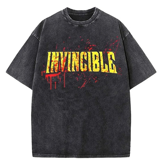 Invincible Comic Cotton T-Shirt Washed Vintage Oversized Graphic T-Shirt Top