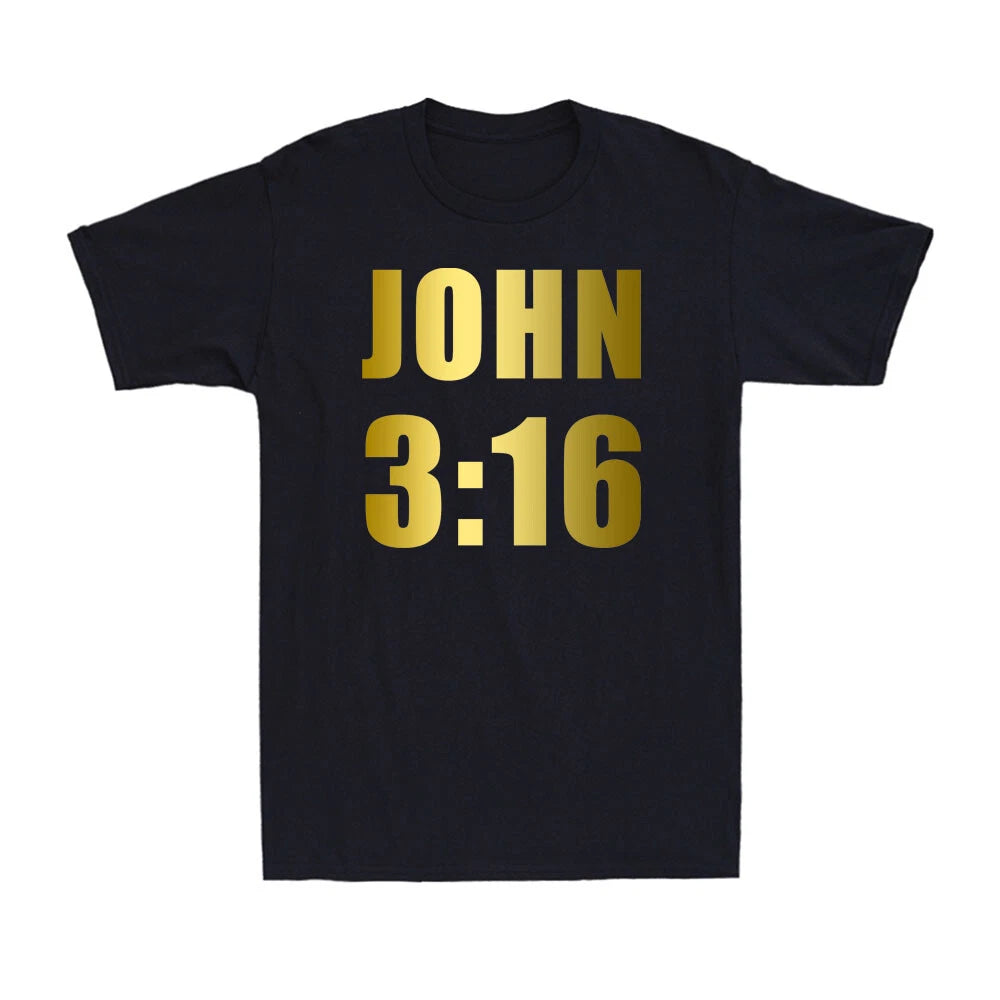 John 3 16 Bible Verse Christian Jesus John 3:16 Golden Print Men's T-Shirt
