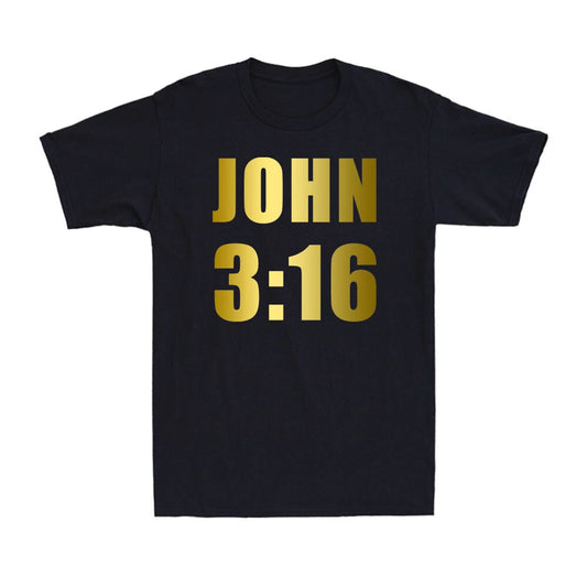 John 3 16 Bible Verse Christian Jesus John 3:16 Golden Print Men's T-Shirt