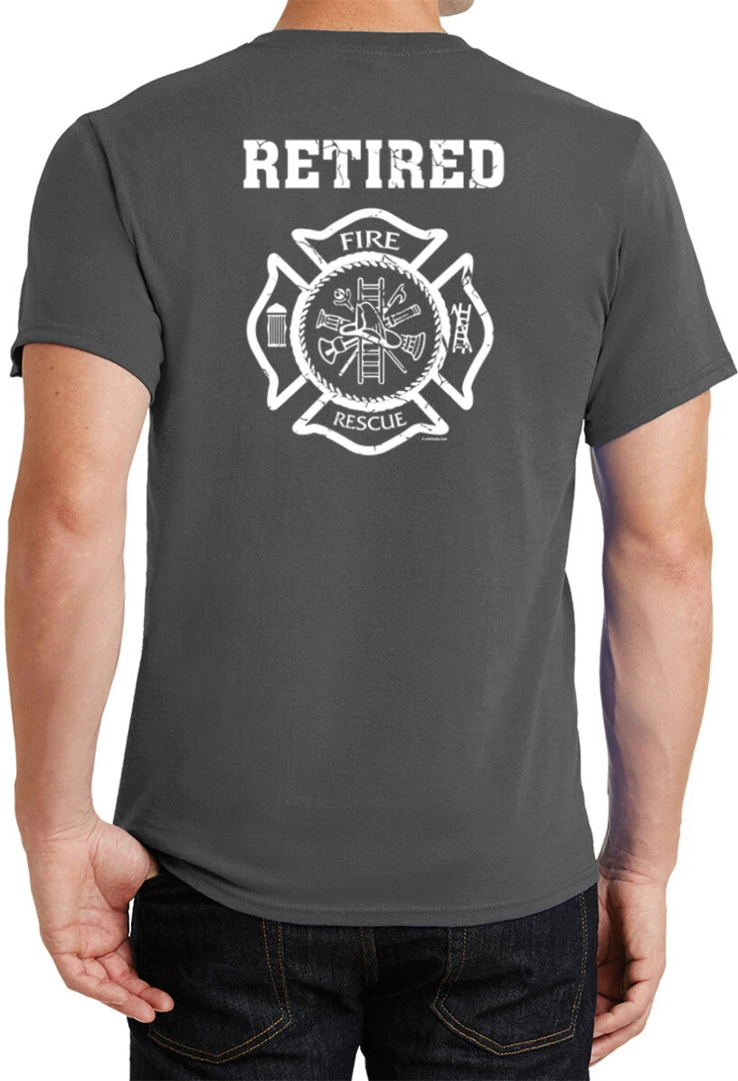 Retired Firefighter T-shirt Front and Back