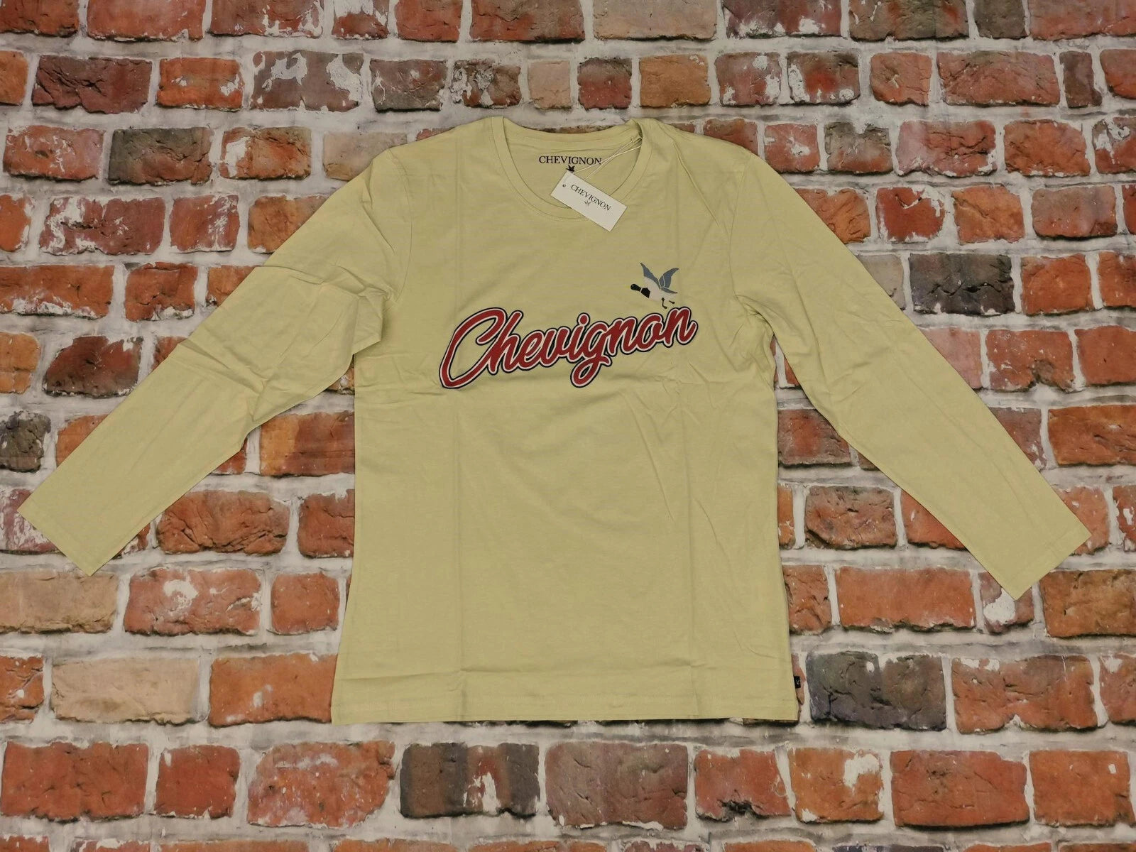 NEW*CHEVIGNON LONG SLEEVE SHIRT*SCRIPT*VANILLA YELLOW*CASUAL*NEW