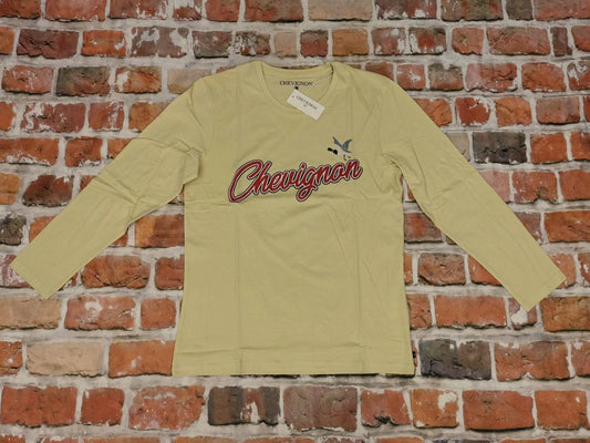 NEW*CHEVIGNON LONG SLEEVE SHIRT*SCRIPT*VANILLA YELLOW*CASUAL*NEW