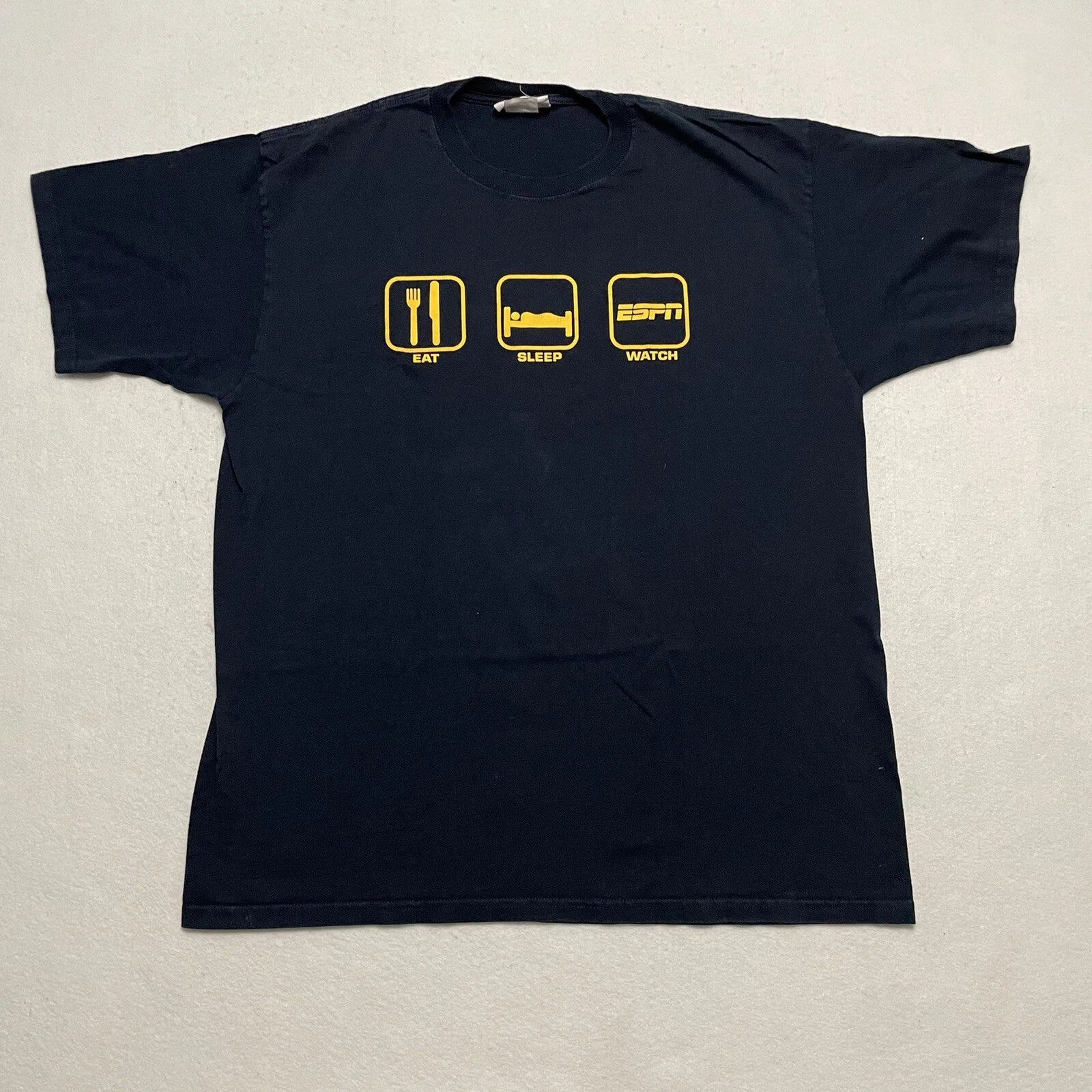 Vtg 90s ESPN Shirt Mens XL Extra Large Blue Eat Sleep Watch Champion T Shirt