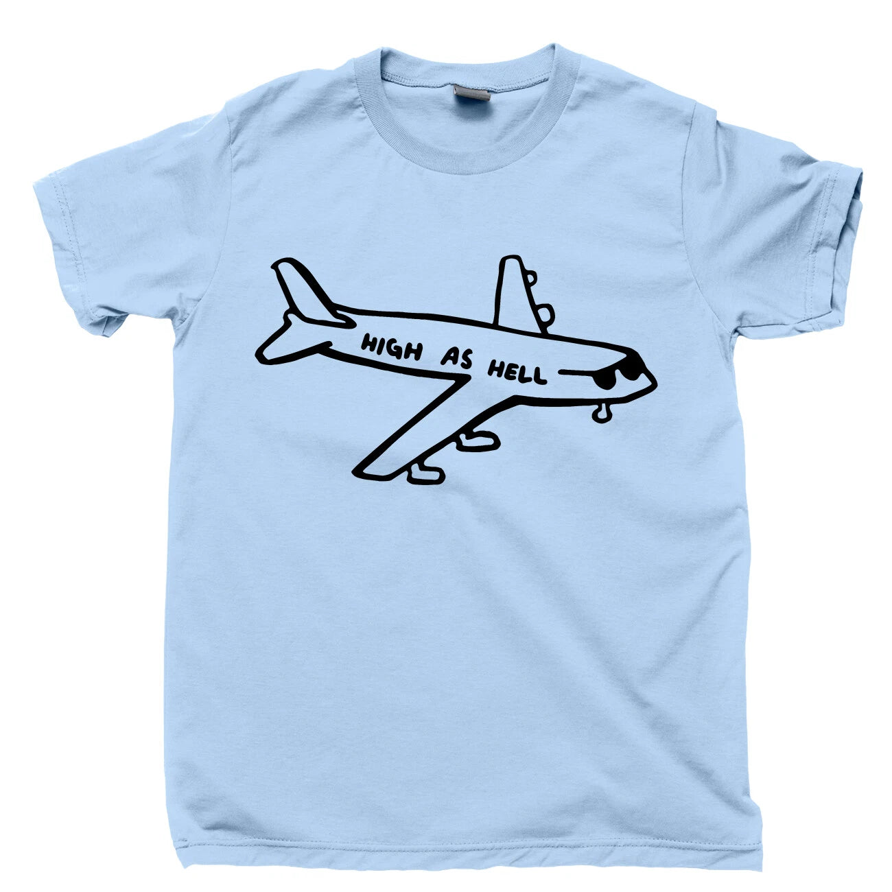 Flying High As Hell T Shirt Cannabis Stoner Pot Head Bong Water Pipe Bowl Tee