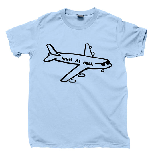 Flying High As Hell T Shirt Cannabis Stoner Pot Head Bong Water Pipe Bowl Tee