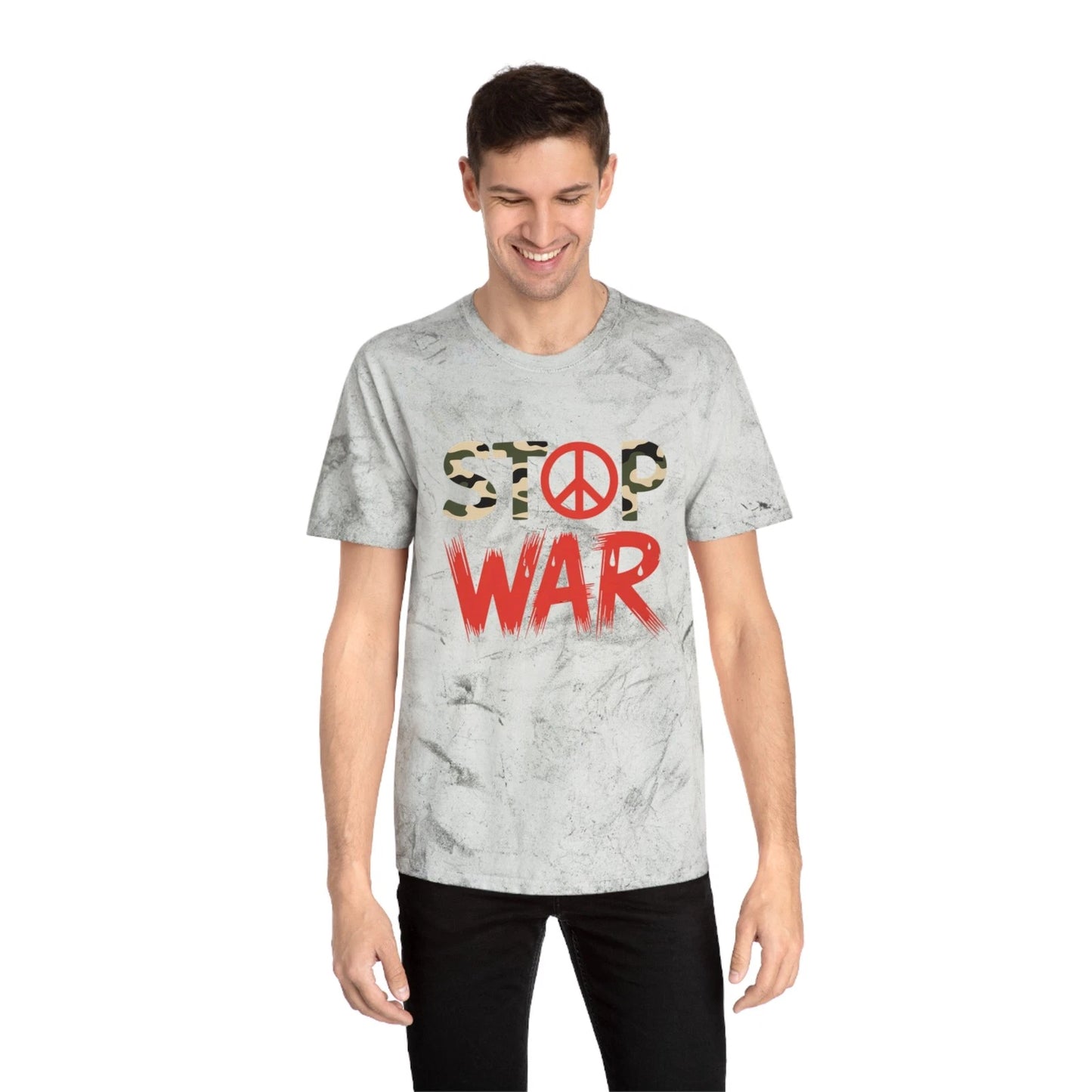 Unisex Color Blast T-Shirt stop war design peace sign art gift idea men women