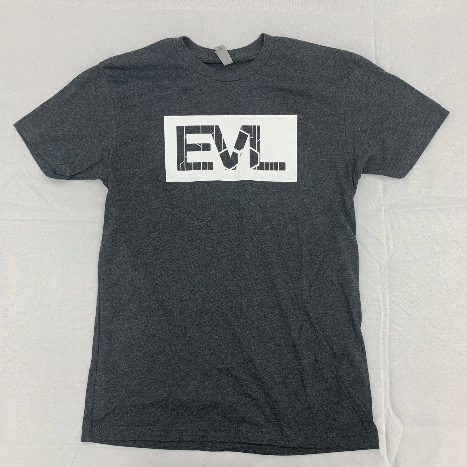 Custom Graphic Short Sleeve Shirt Dark Grey EVL Adult Size Small