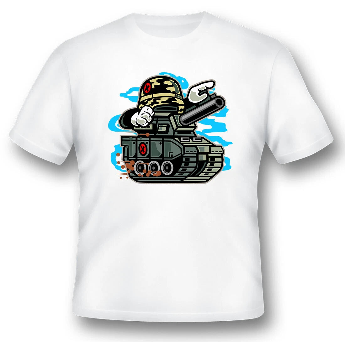 War tank cartoon Tee shirt black or white