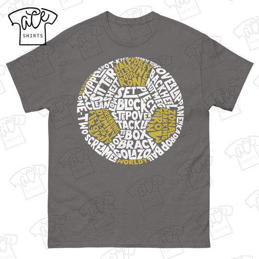 Soccer Word Art T-Shirt, Adult Unisex Tee, Football Terminology & Slang Design