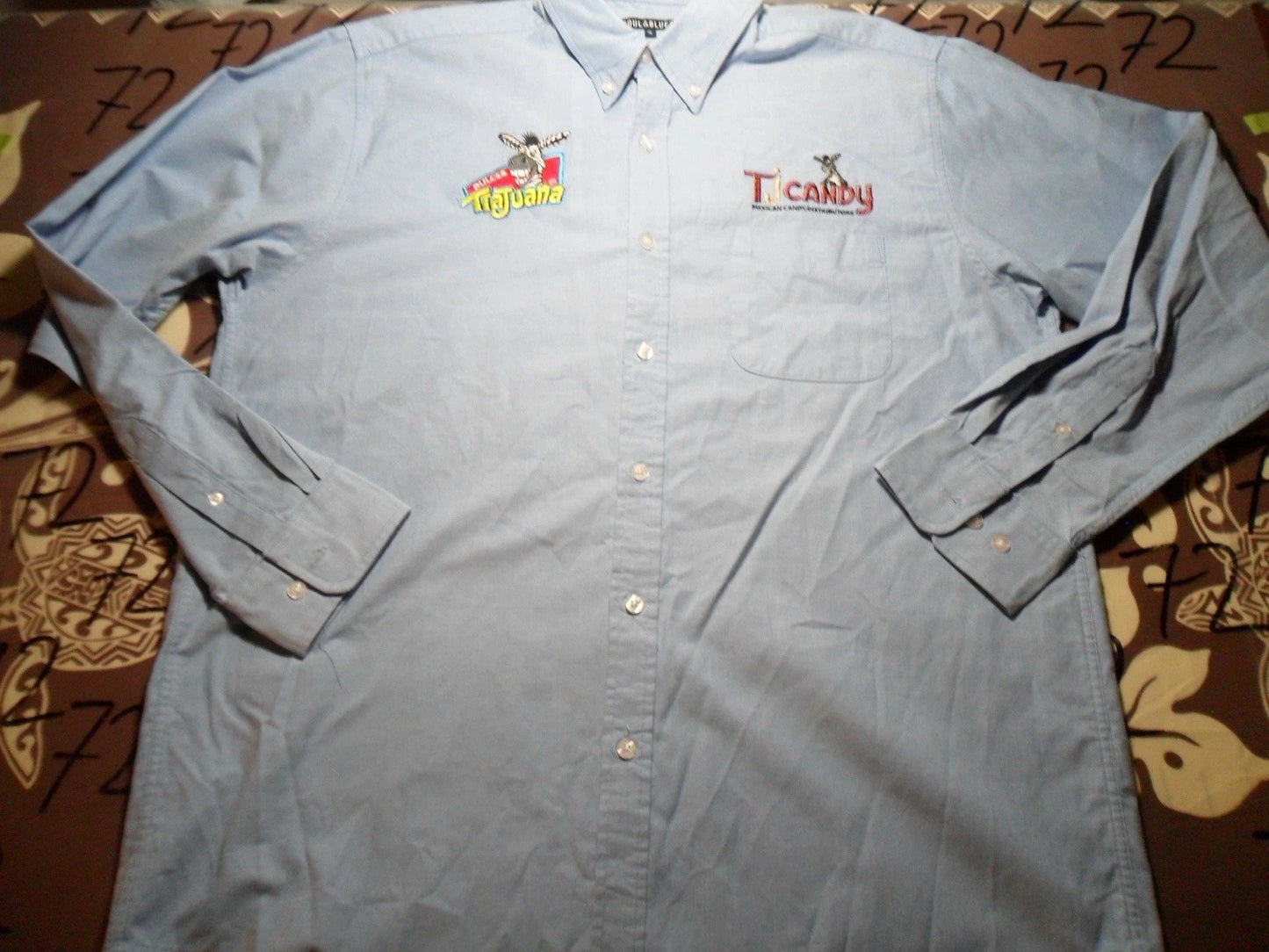 Large Dulces Tiajuana Candy Mexican Distributors Work Wear Long Sleeve Shirt