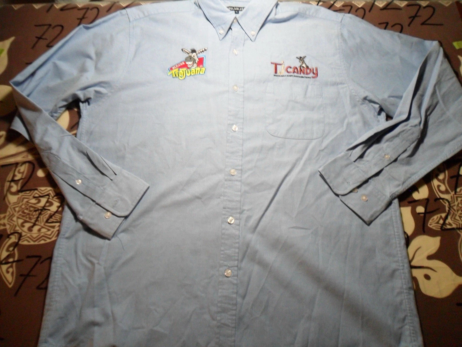 Large Dulces Tiajuana Candy Mexican Distributors Work Wear Long Sleeve Shirt