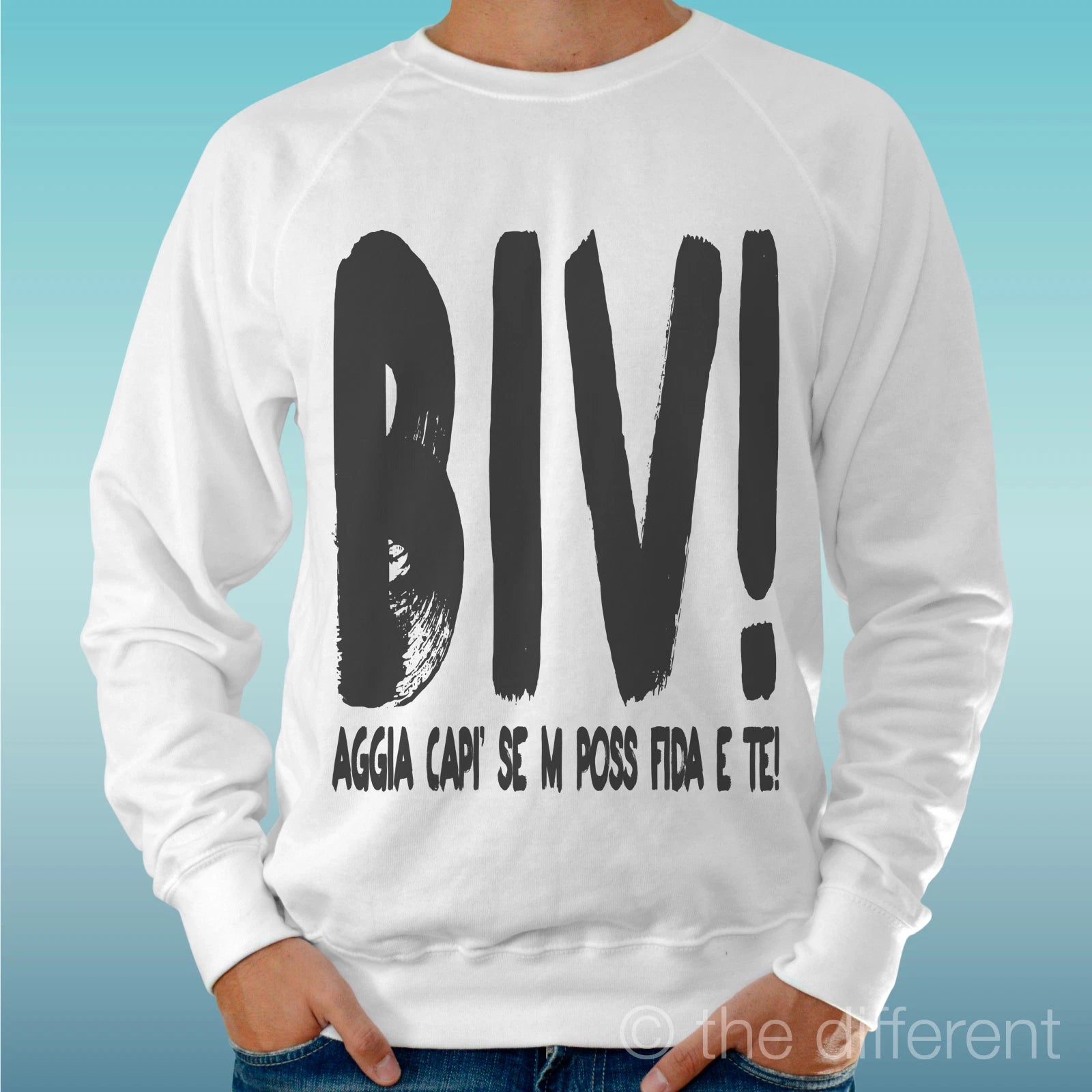 Felpa Man Light Sweater White " Biv Sentence Gomorra " Road To Happiness
