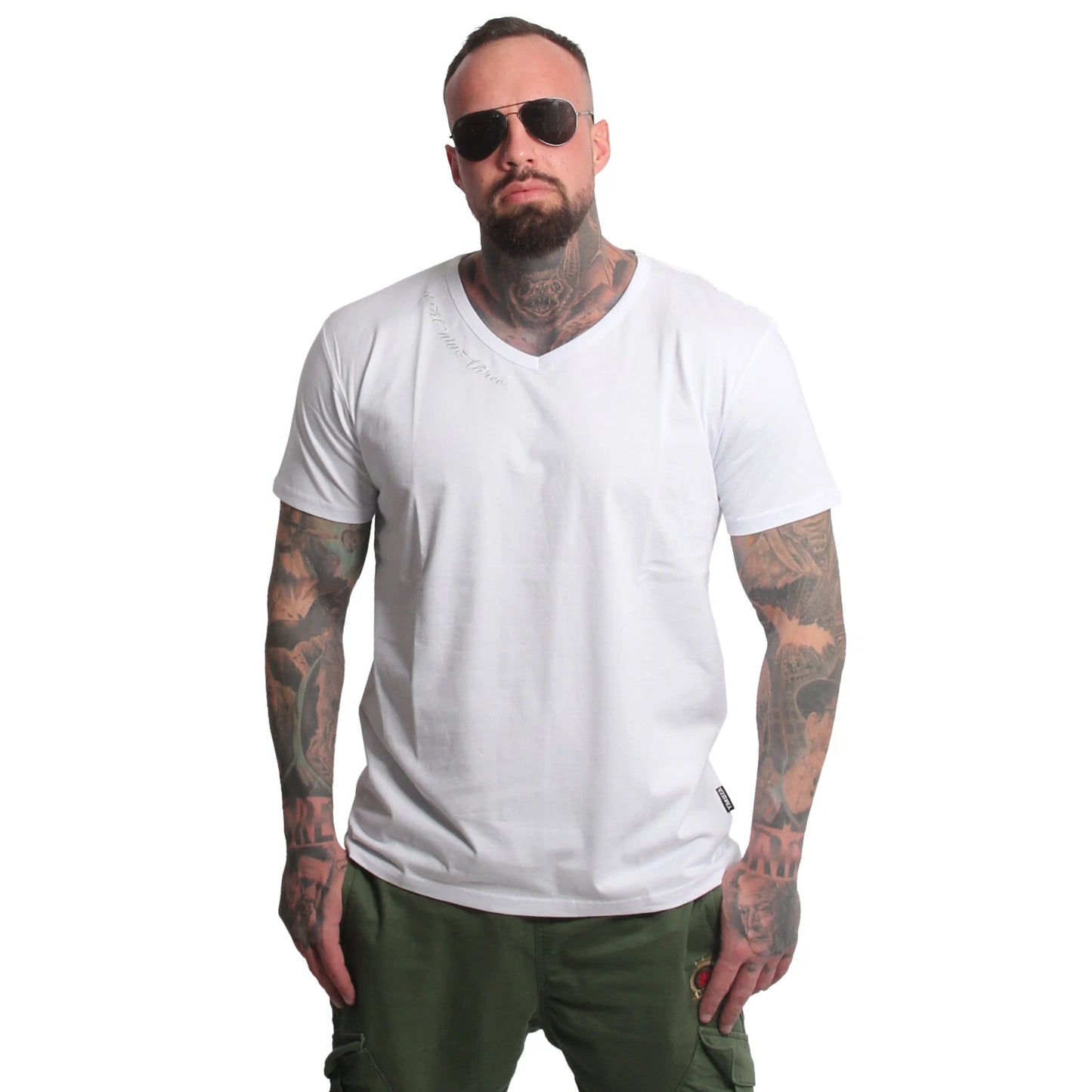 New Yakuza Men's Bare Regular Basic V-Neck T-Shirt - White