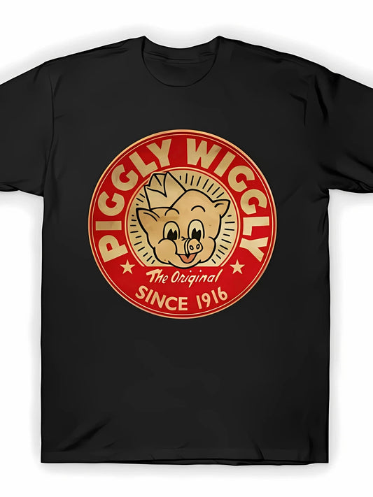 Piggly Wiggly Men'S Fashion T-Shirt - Original White, Short-Sleeved