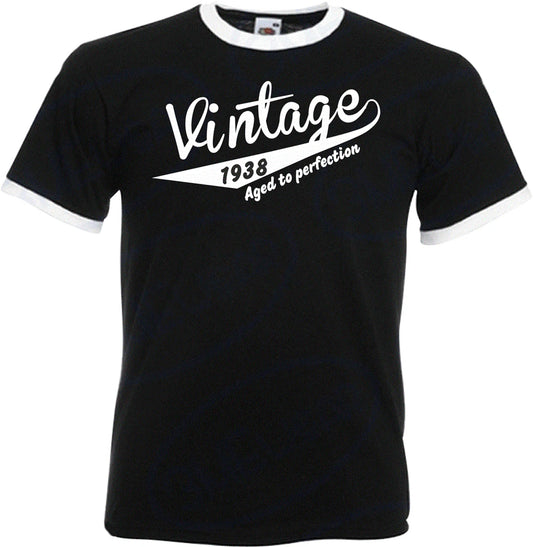 88th Birthday Gifts Presents Year 1938 Mens Ringer Vintage Retro T-Shirt Aged To