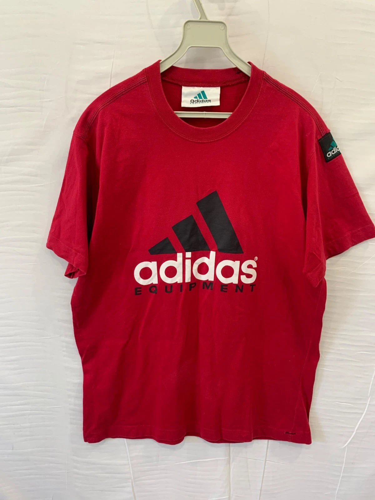 Vintage 90s Adidas Equipment EQT Center Logo T-Shirt Mens Red Oversized L #73