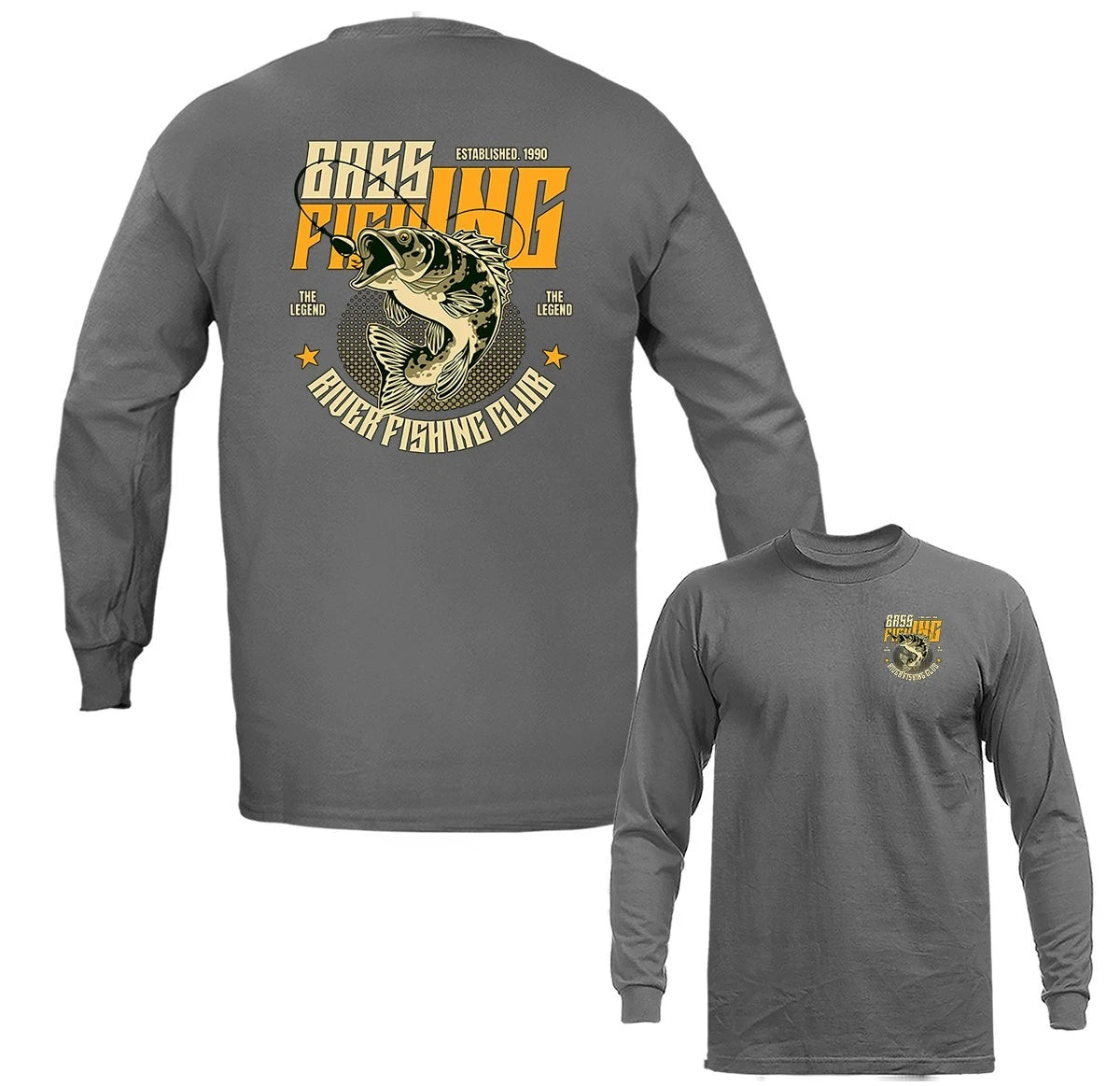 Bass Fishing Legend Outdoor Sports Fishing Long Sleeve T-Shirts