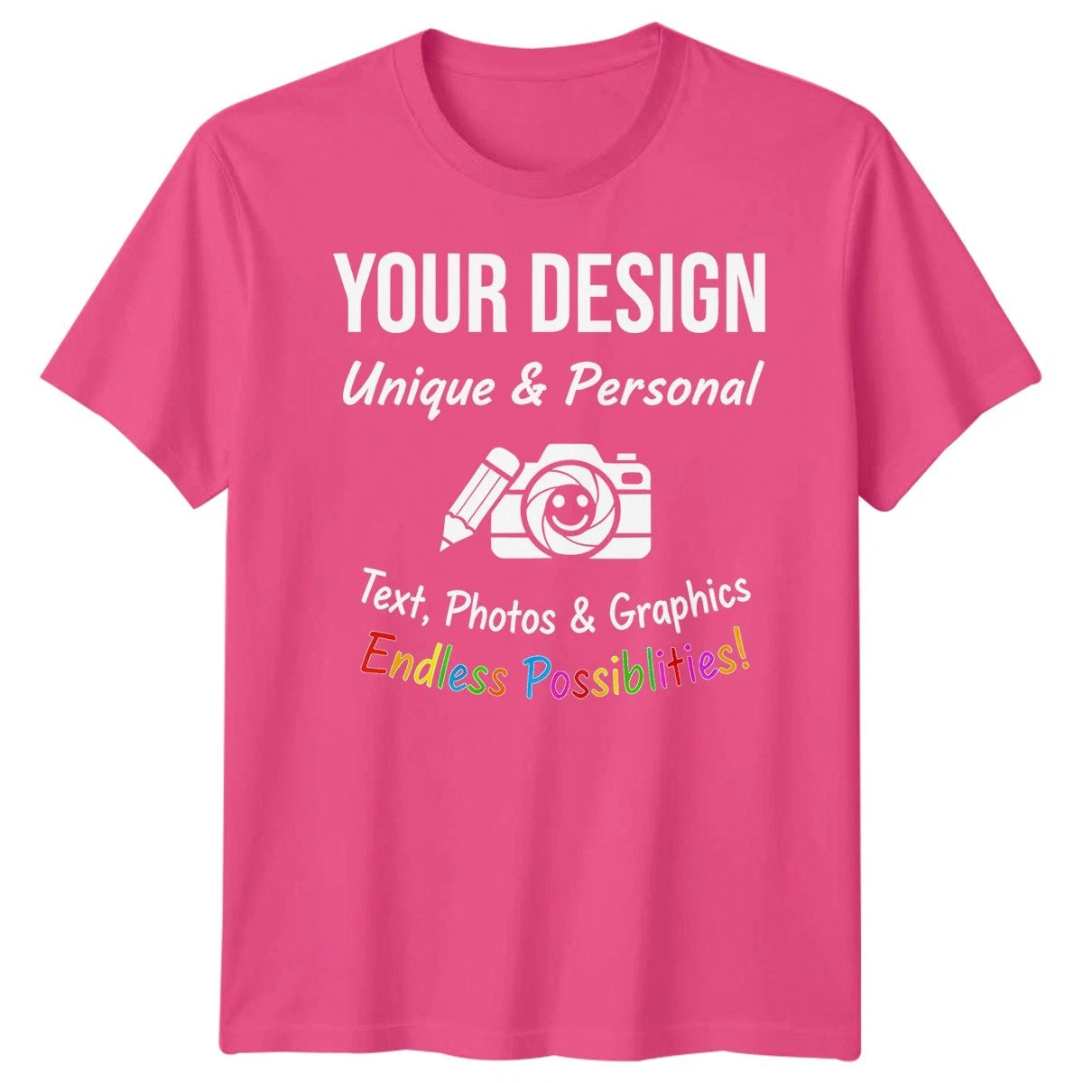 Personalised T-Shirts Your Design Text Photo Graphic Custom Mens Kids Unisex Tee