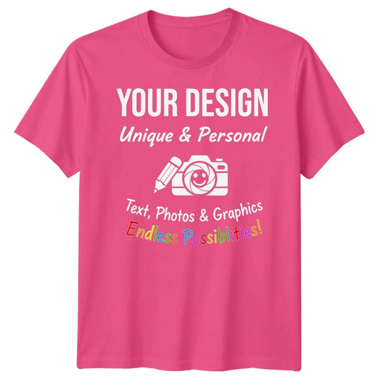 Personalised T-Shirts Your Design Text Photo Graphic Custom Mens Kids Unisex Tee