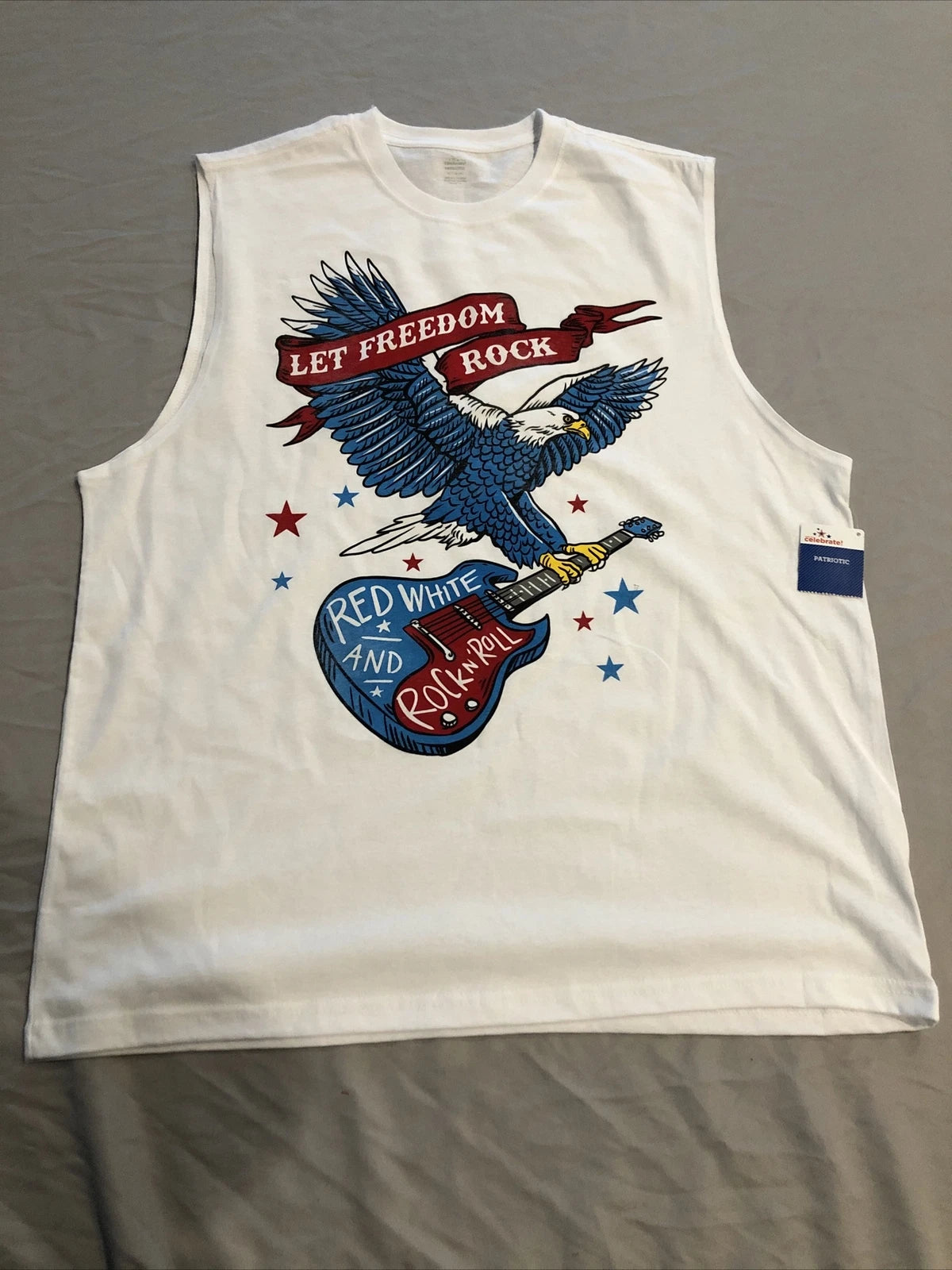 Way To Celebrate! Patriotic Men's Graphic Muscle T-Shirt Size XL