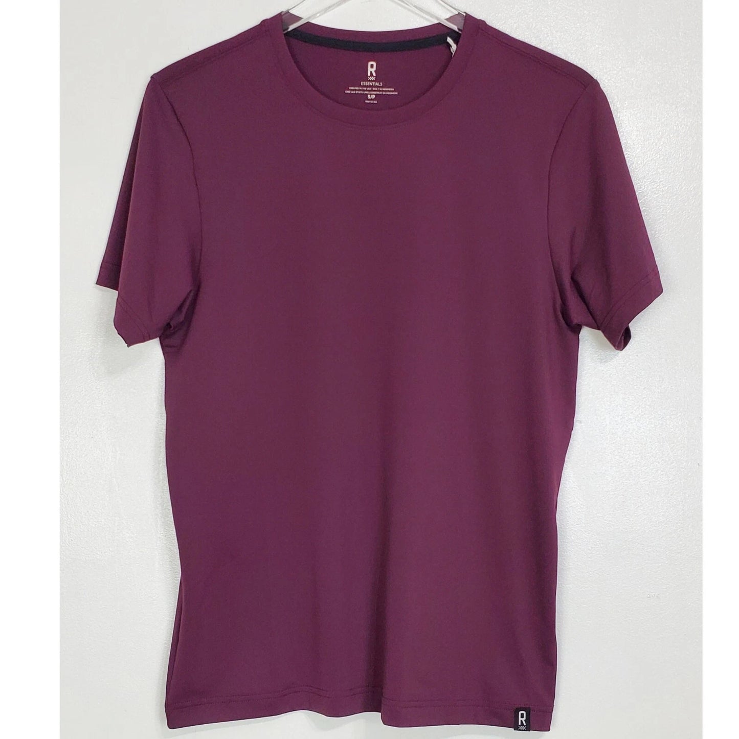 Rhone essentials training tee shirt purple short sleeve crew neck performance