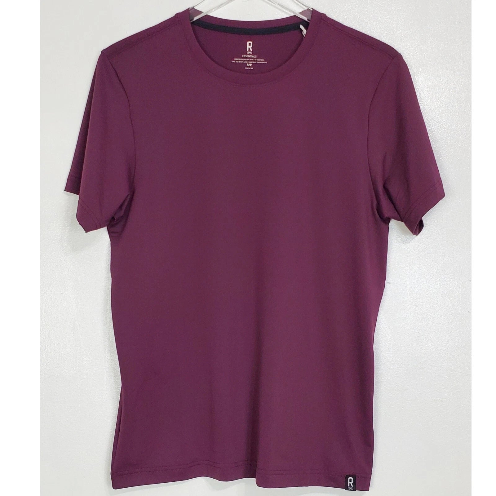 Rhone essentials training tee shirt purple short sleeve crew neck performance