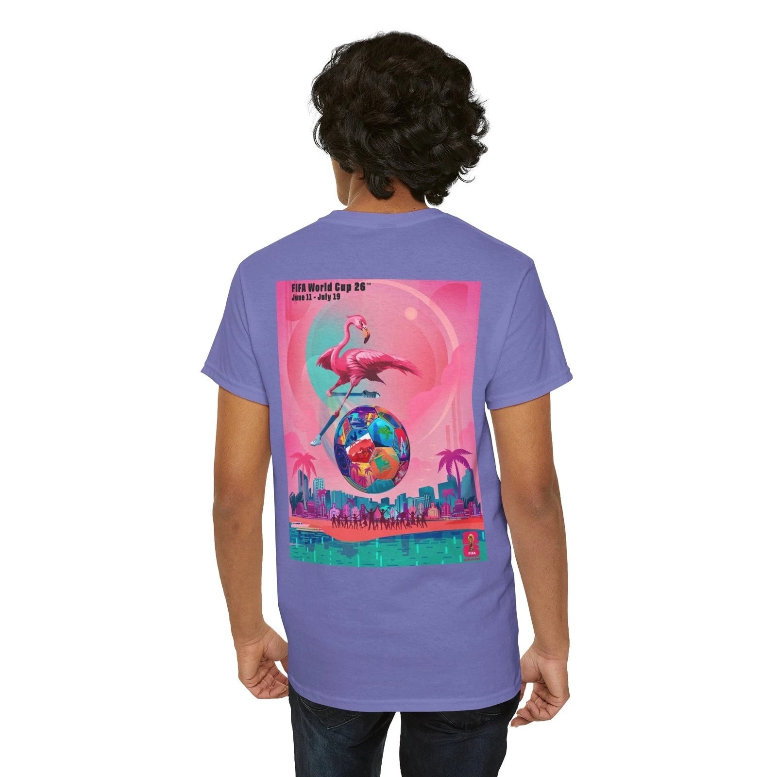 World Cup Soccer T-Shirt Miami Soccer Club Unisex Cotton Sport Tee Front/Back