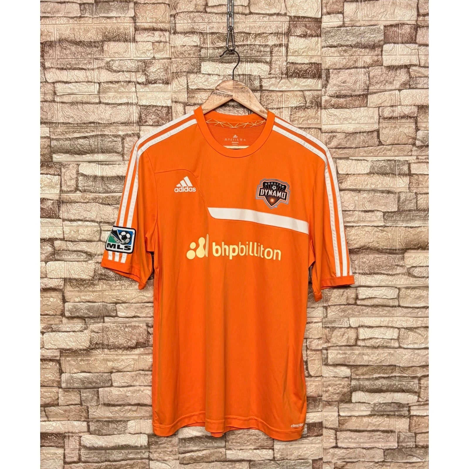 orange Adidas Houston Dynamo soccer jersey Mens Sz Large Climacool