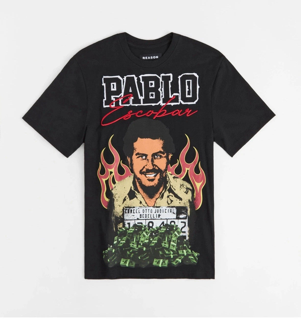Pablo Escobar Reason Embroidered T-Shirt Men’s Size L el Chapo Colombia Black