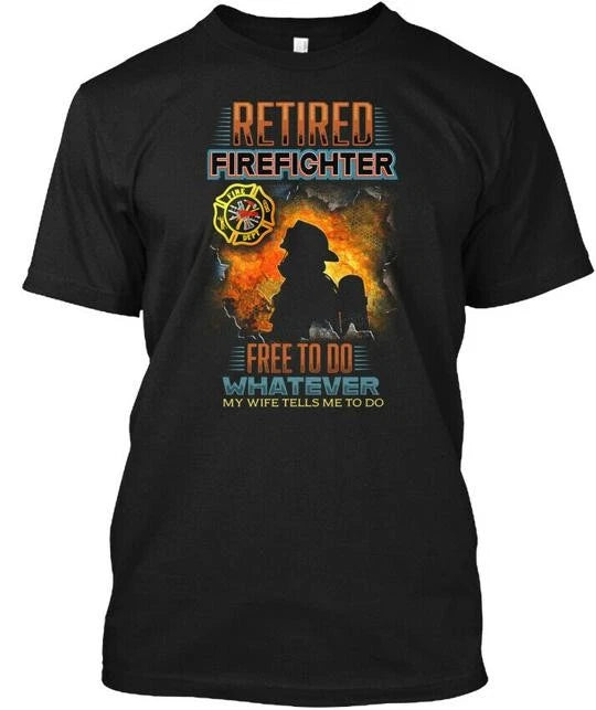 Retired Firefighter T-Shirt Made in the USA Size S to 5XL