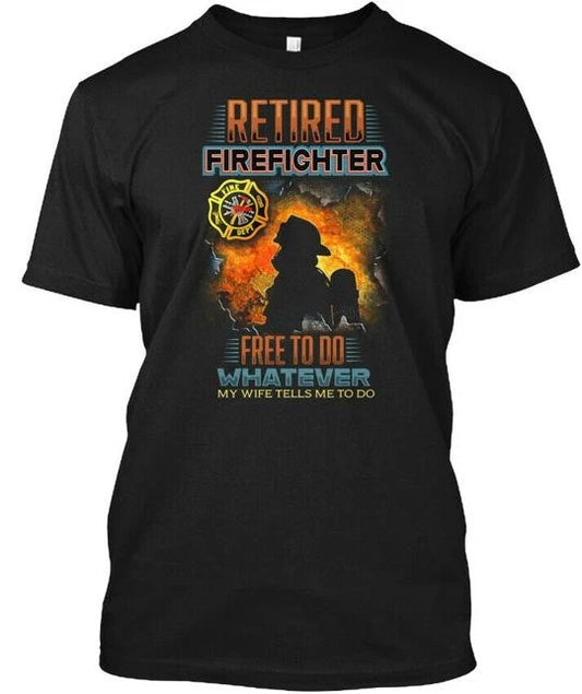 Retired Firefighter T-Shirt Made in the USA Size S to 5XL