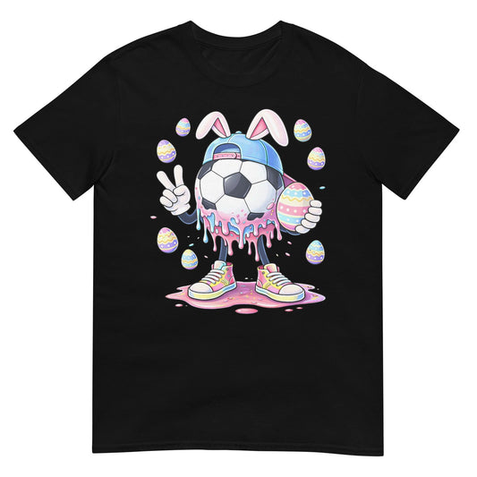 Soccer Rabbit Bunny Egg Drip Sport Easter Day Boys Kids T-Shirt