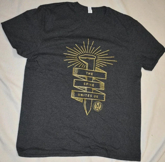 Atlanta United FC Soccer Size XL Grey Graphic T-Shirt The Spike Unites Us ATL