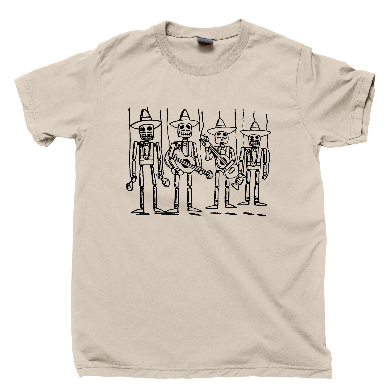 Mariachi Music Band T Shirt Skeletons Sugar Skull Calavera Day Of The Dead Tee
