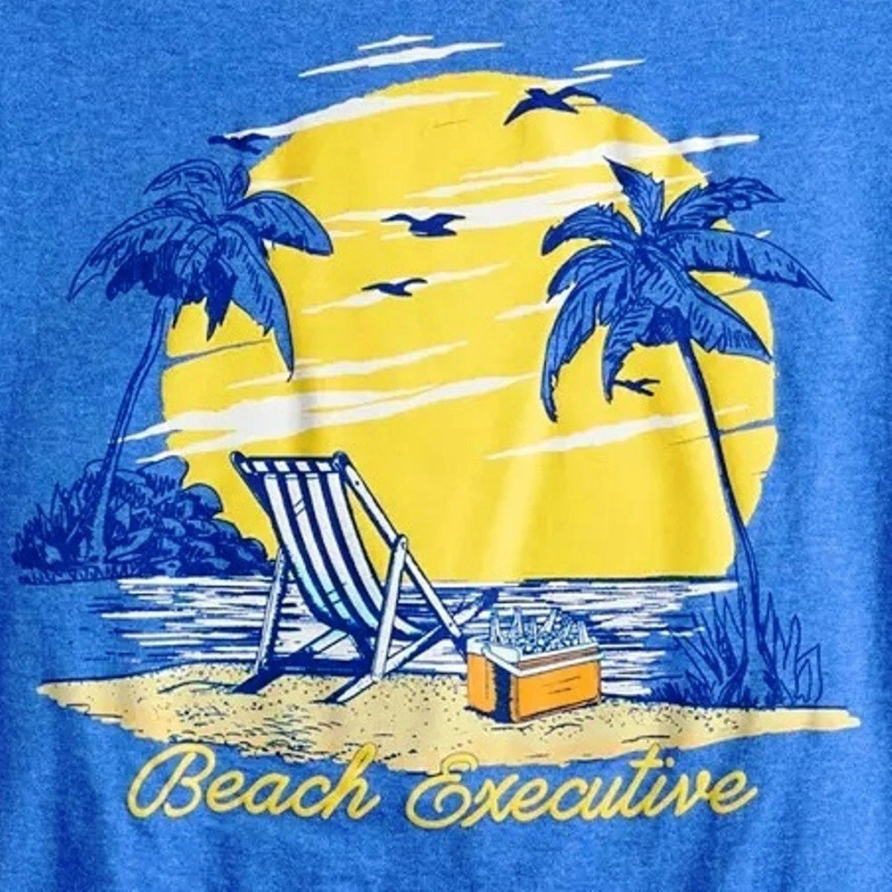 Croft & Barrow Men's T-Shirt Modern Fit Graphic Tee Top Blue Beach