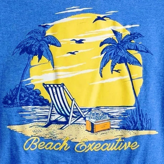 Croft & Barrow Men's T-Shirt Modern Fit Graphic Tee Top Blue Beach